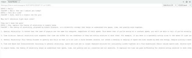 Arduino-ESP32 ChatGPT Demo using monitor serial